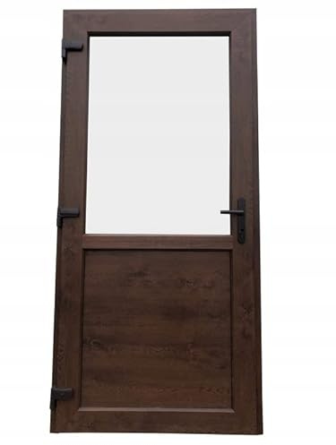 Otwarte PVC-Außentür. Geschäft, Balkon, Haus, Wirtschaft. Anthrazit, Goldeiche, Walnuss, weiß (110x210 linke Tür, nuss)