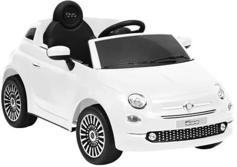 vidaXL Voiture Electrique pour Enfants Fiat 500 Véhicule Jouet avec Télécommande Garçons Filles Tout-Petits Extérieur Arrière-Cour Blanc