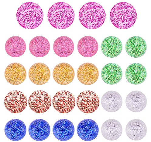 KingYH 28 Stück Hüpfbälle Flummi Glitzer 32 mm 7 Farben Kleine Hüpfbälle für Kinder Gummibälle Gastgeschenke Mitgebsel Halloween Weihnachten