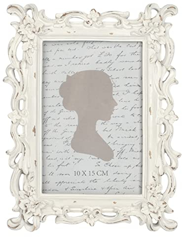 AELS Vintage-Bilderrahmen, eleganter antiker Bilderrahmen mit Glasfront, Foto-Display, Tisch-Wandbehang, Geschenkideen, weiße Wellen (10,2 x 15,2 cm)