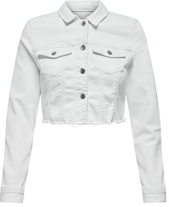 ONLY Womens Onlwonder Ls Cropped Dnm Gua Denim Jacket, White, L UK
