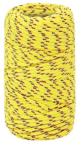 vidaXL Bootsseil Ankerleine Festmacher Tauwerk PP Leine Seil Tau Polypropylenseil Geflochten Flechtleine Gelb 2mm 100m Polypropylen
