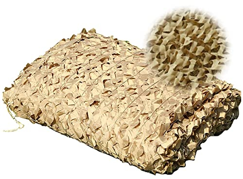Malla De Camuflaje Militar Toldos Terraza Red De Sombra De Jardín, Malla De Camuflaje Beig Red De Camuflaje Protección Solar Toldos Solar Militar Velas para Camping Niños Caza (Size:6x8m/19.7x26.2ft)