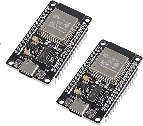 DUBEUYEW ESP32 ESP-32S ESP-WROOM-32 Type-C USB Development Board CH340C WiFi+Bluetooth Ultra-Low Power Dual Core ESP32-DevKitC-32 Expansion Board for Arduino(2PCS)
