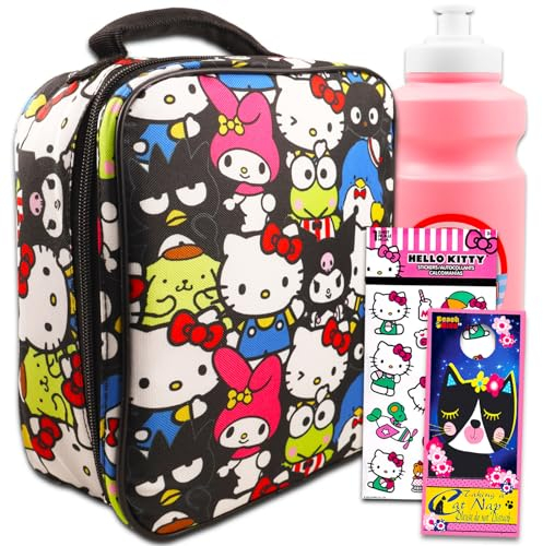 Hello Kitty Lunchbox-Set f r M dchen Bundle mit Hello Kitty Lunchtasche plus Wasserflasche, Stickern, mehr | Hello Kitty und Freunde Lunchbox