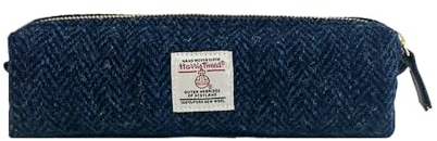 TAILORMAP Harris Tweed Federmäppchen, großes Fassungsvermögen, Federmäppchen mit Reißverschluss, für Damen und Herren (Dunkelblau)