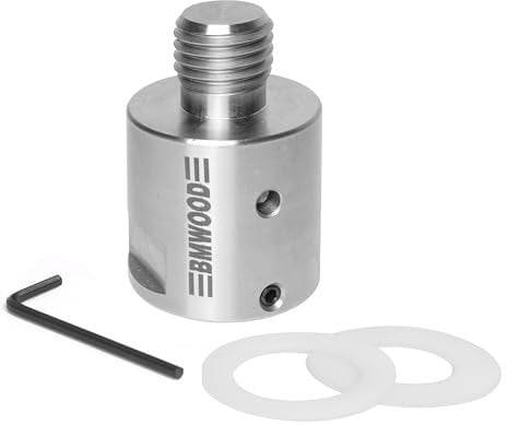 BMWOOD 1 x 8TPI Female to 3/4X16 TPI Male Thread Adaptor, Woodworking Lathe Headstock Spindle Adaptor with Two Nylon Washers.