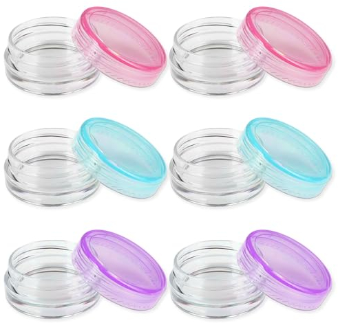 ZXCHOME Contenants Cosmétiques - 6 Pièces Pots D'échantillons de Voyage Clairs Vides, 5ml - Pour Crème, Échantillons, Poudre, Baume à Lèvres