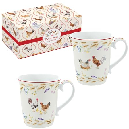 Caja de 2 tazas de 27,5 cl, de porcelana COUNTRY LIFE