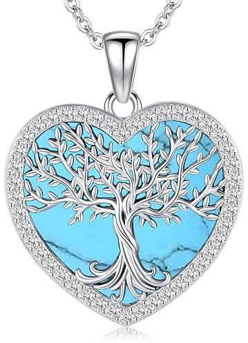 Aniu Collar Árbol de la Vida Plata de Ley 925, Colgante Árbol de la Vida Originales para Mujeres, Suerte Familiar Joyería Árbol de la Vida para Mujeres Niñas Mamá (Collar árbol de la vida 13-2)