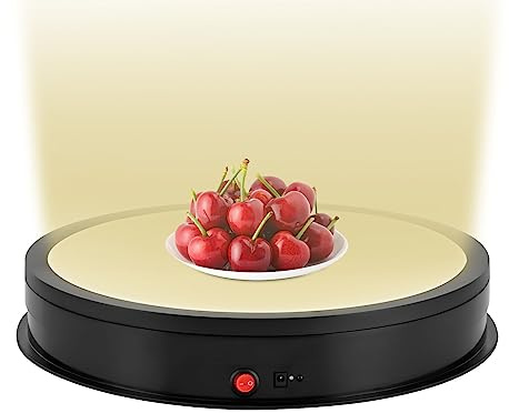 Drehteller Elektrisch, Automatische Drehteller, Elektrischer 360-Grad-Drehteller mit Fernbedienung, für Produktfotografie, die Erstellung von 360°-Videos, Kurzvideos, Produktpräsentationen (Schwarz)