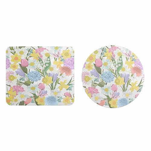 Nimvoya Alfombrilla de ratón para escritorio xxl Gaming Mouse Mat Flower Small Gaming Mouse Pad Light Up Thick Mouse Pad - 2 unidades, 20 x 24 cm y diámetro 20 cm