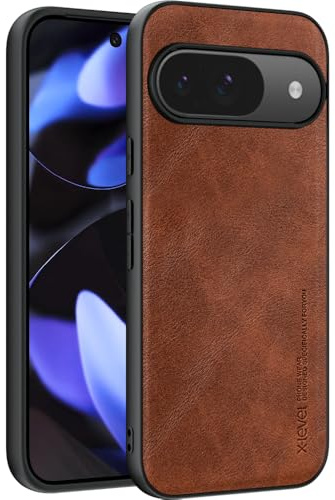 X-level für Google Pixel 9/9 Pro Hülle Premium PU Leder Handyhülle, Braun | Hochwertiges Kunstleder Case Stoßfest Lederhülle Rutschfeste Griff Anti-Kratzer Vintage Klassisches