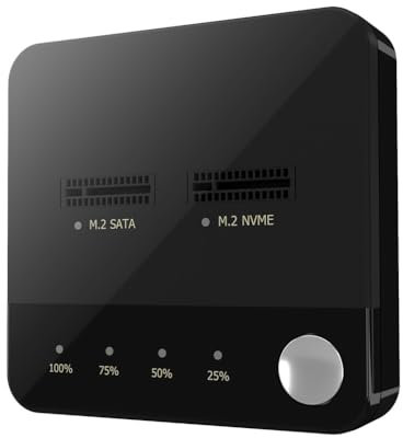 M.2 SATA Dual Disk Kopierer, 2 Bay M.2 SATA und M.2 NVME Clone Docking Station, SSD Duplicator Unterstützung EIN-Schlüssel-System Disk Copy Funktion