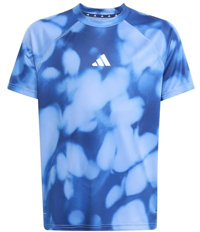 Adidas Jungen Training Tee with Allover Graphic, Team royal Blue/Dark Blue, 13-14 Years