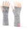 SOXS Gelenkwärmer warme Wollhandstulpen Armling mit Daumenloch, atmungsaktiv, hochwertige Schafwolle (Grau mit Label pink)
