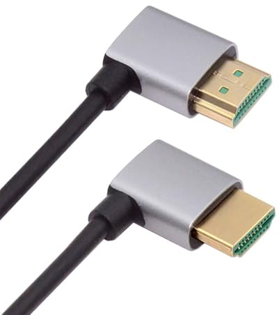 cablecc Cable HDMI 2.1 Cable HDTV ultrafino 8K 4K Cable delgado hipersúper flexible en ángulo izquierdo a ángulo derecho 90 grados tipo A para computadora HDTV (50 cm)
