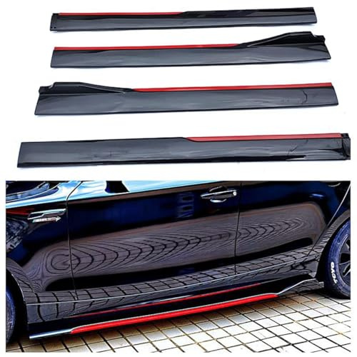 KLFDT Auto Seitenschweller Für Audi A1 A3 A4 A5 A6 A7 A8 B6 B7 B8 B9 C6 C7 C8 D3 D4 D5 D6,Anti Crash Seitentrittleistenpedale Kratzfest Seitenrock Flügel Diffusor,Seitenrock Body Kit,A/BlackRed