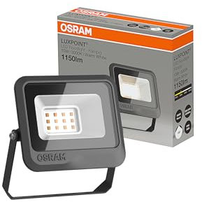 Osram LUXPOINT® - Projecteur LED d'extérieur - Kämpig noir 10W Lumière neutre 4000K 110Lm/W, Aluminium Protection contre les surtensions IK08 Étanche IP65 (Lumière neutre 4000K, 10W | Noir)