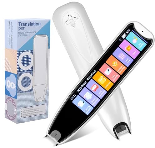 Scan Übersetzer Stift, Online 142 Sprachen Scan Reader Pen Lesestift mit 3,7 Zoll Touchscreen, Echtzeit-Scan-Lesestift für Legasthenie (Weiß)