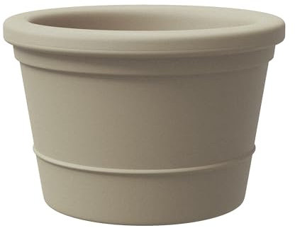 Tera vaso grande da esterno EOS, in resina, tecnica rotazionale, porta piante da esterno, resistente ai raggi uv e al gelo, materiale riciclabile, vasi per alberi e piante (LIGHT KHAKI, 60 CM)