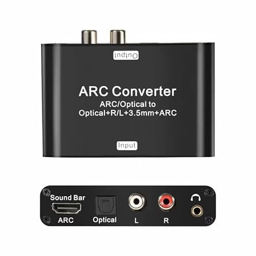 HDMI ARC Audio Converter, Digital to Analogue Adapter, 192KHz with Optical/SPDIF, L/R, 3.5mm Jack Outputs, Black