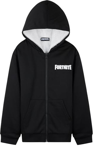 Fortnite Felpa Cappuccio Ragazzo con Zip, 7-16 Anni, Sherpa Pile Accogliente Giacca Bambino Tasche, Regalo Ragazzo