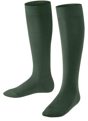 FALKE Unisex Kids Family K Kh Sustainable Cotton Long Plain 1 Pair Knee-High Socks, Green Seaweed 7297, 12-2.5