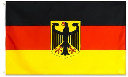 90 x 150 cm bandiera della Germania con aquila resistente ai raggi UV, resistente agli strappi, robusta e durevole, bandiera tedesca con occhielli, bandiera tedesca