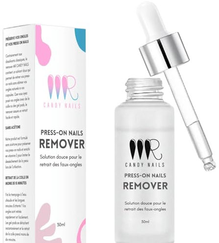MR CANDY NAILS - Press On Nails REMOVER - Dissolvant Faux Ongles Sans Acétone – Retire Facilement la Colle et Gel Pads – Huile Enrichie en Vitamine E – Doux pour les Ongles Naturels