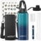 WATERSY Stainless Steel Vacuum Insulated Water Bottle 40oz, Drink Flask Metal Water Bottles 1200ml with 2 Lids Leakproof (Straw Lid and Spout Lid) Keep 24 Hours Cold Drinks for Sport, Work, Travel