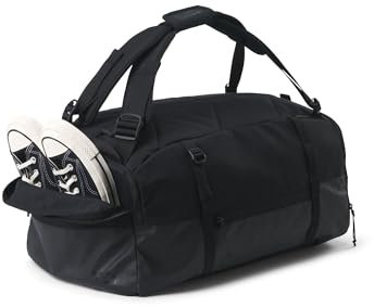 AEVOR Reisetasche Sporttasche Damen und Herren Duffel mit Schuhfach bis 43 L Reiserucksack Handgepäck wasserabweisend travel Essentials Schwarz