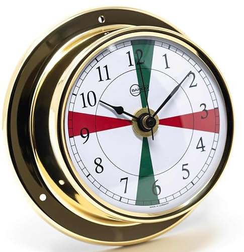 Barigo 683MSFS Tempo Quarzuhr, Glas, Messing-Gehäuse poliert | 3-Minuten-Sperrsegmenten, Schiffsuhr, maritime Wanduhr, maritimes Design, 110x35 mm Breite/Tiefe