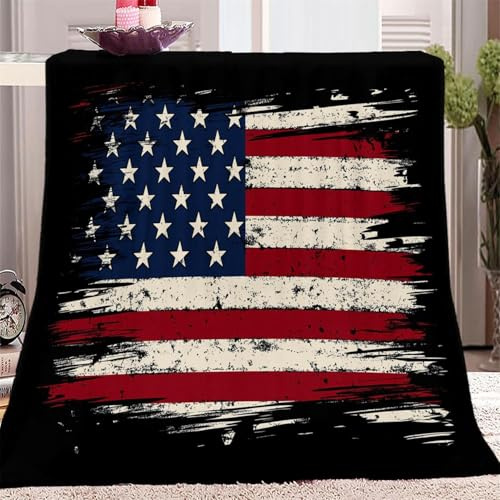 Kuscheldecke Amerikanische Flagge Flanell Fleecedecke 3D Amerikanische Flagge Wohndecke 130x150 cm Sofadecke Couchdecke Bettüberwurf Flauschige Weiche Warme Sofaüberwurf Decke Wohndecken w6396