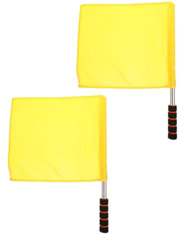 ibasenice 2 Pièces Drapeaux Arbitre Drapeaux de Sport Jaunes Mât Inoxydable pour Volleyball Soccer pour Entraînement Compétitions