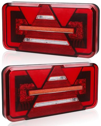 Yinaolan 2 Stück LED Rückleuchten Satz,12V/24V Superhelle LED Anhänger Rückleuchten,IP67 Rücklichter Heckleuchte mit Brems,Blinker,Standpunkt,Rückfah,Nebel für LKW,Van,Traktor