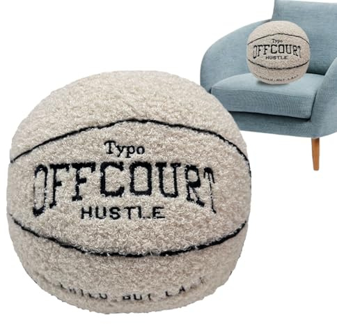 DAWCBVJQ 3D Offcourt Basketball Kissen 25cm Samt Basketball Ball Pillow, Basketballs Kissen Plüsch, Weiches Basketballs Plüschball Deko, Rückenkissen, Kreative Zimmer Dekorationen Geschenk Für Kinder