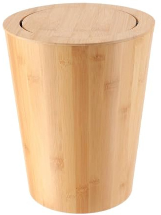 Tendance - Poubelle Bambou avec Couvercle Inclinable 4,5L - Bambou - Salle de Bain - Poubelles et Brosses WC