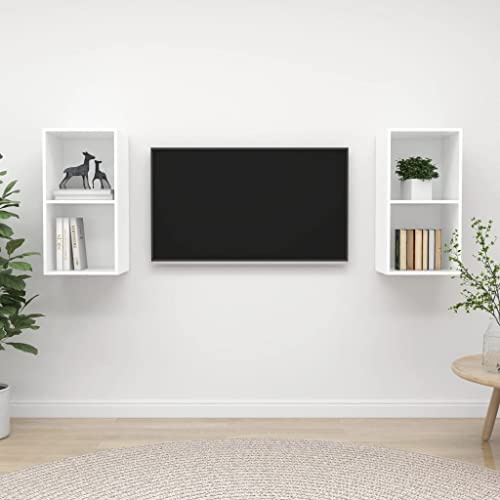 Générique Meubles TV muraux 2 pcs Blanc Bois d'ingénierie,Meubles,Meubles TV,3079844