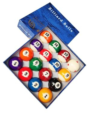 QUXVUIS Buntes Billardkugel Set mit 16 Kugeln (15 nummerierte und 1 weiße Kugel) für Snooker. Komplettes Set mit 16 Kugeln. Professionelles Snooker Zubehör.