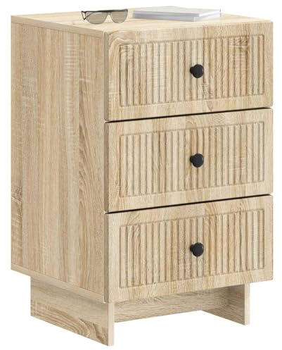 vidaXL Nachttisch Sonoma-Eiche 43 x 41 x 66,5 cm Holzwerkstoff, Vintage Nachttisch, rechteckiger Beistelltisch, viel Stauraum, Elegantes Schlafzimmermöbel, funktionale Akzente