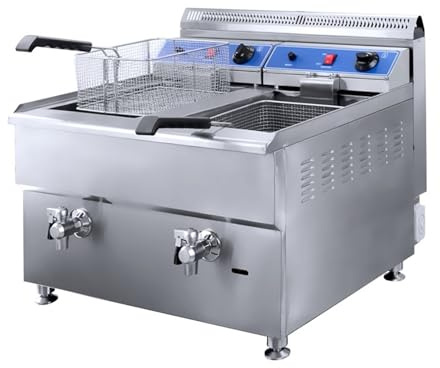 Electric fryer stainless steel French fries deep oil tank with cover Rapid Heating(Twin cylinder gas)