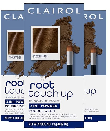 Clairol Temporary Root Touch-up Concealing Powder, Shade Medium Brown, 3 Count
