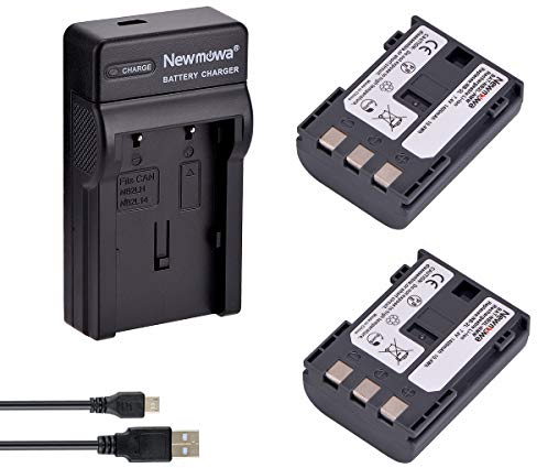 Newmowa® NB-2L Ersatz Akku (2er Pack) und tragbar USB-Ladegerät-Set für Canon NB-2L, NB-2LH, HF R10, HF R11, PowerShot G7, G9, S30, S40, S45, S50, S60, S70, S80, EOS 350D