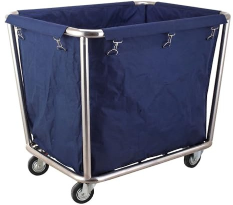 HENDI Wäschetrolley, mit herausnehmbarem Wäschesack, 4 Lenkrollen, 2 davon mit Bremse, 900x650x(H)850mm, Edelstahl