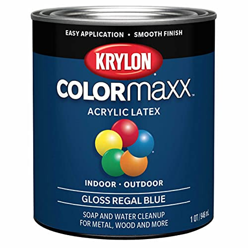 Krylon ColorMaxx Gloss Interior/Exterior Acrylic Latex Paint, Regal Blue, 1 Qt. - 1 Each