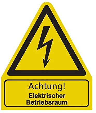 Aufkleber Achtung elektrischer Betriebsraum Warnung Warnschild ISO 7010 | 210x245mm signalgelb made by MBS-SIGNS in Germany