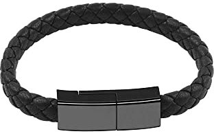 Outstanding® Cable de Carga USB Tipo C Pulsera Neutral,Cargador de Teléfono USB C Corriente de 2,4 A, Diseño de Pulsera Cargador Pulsera de Cuero Cargador de Viaje Portátil, Cable Trenzado