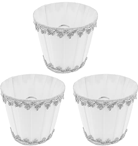 Tissting Lampenschirme E14 Weiß, aufsteckbarer Lampenschirm für Kronleuchter Wandleuchte, Stoff Lampenschirm Weiß für Schlafzimmer Wohnzimmer