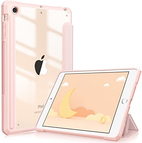 FINTIE Hybrid Hülle Kompatibel mit iPad mini 1 / iPad mini 2 / iPad mini 3 - [Eingebauter Stifthalter] Stoßfeste Abdeckung mit Transparent Klar Hartschalen Rückseite Schutzhülle, Roségold